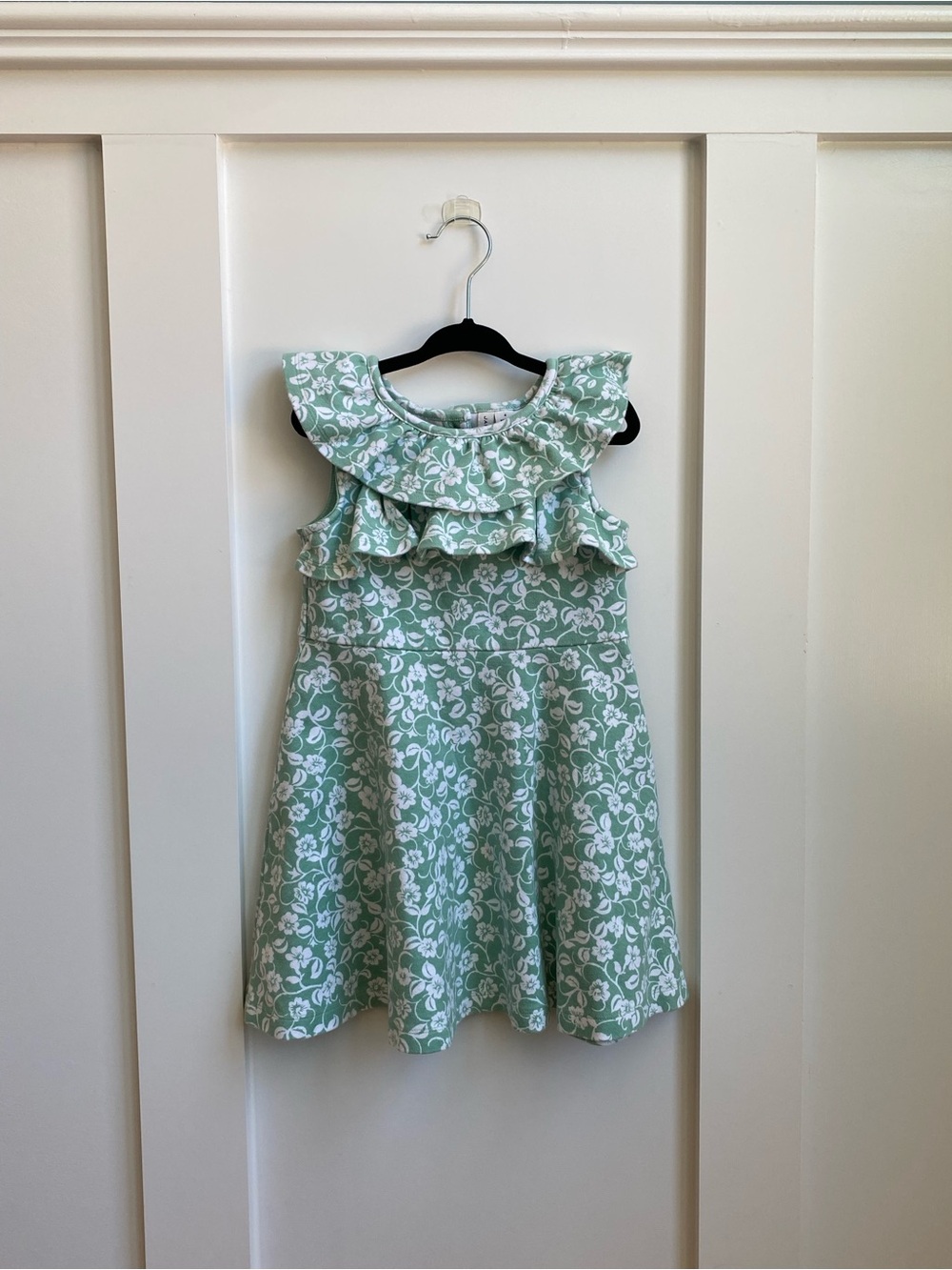 Janie and Jack Girls' Ruffled Floral Dress in Mint Green Size 4